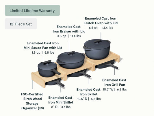 Enameled Cast Iron & Minis Set - 12-Piece Set With Complimentary Storage - US 1936