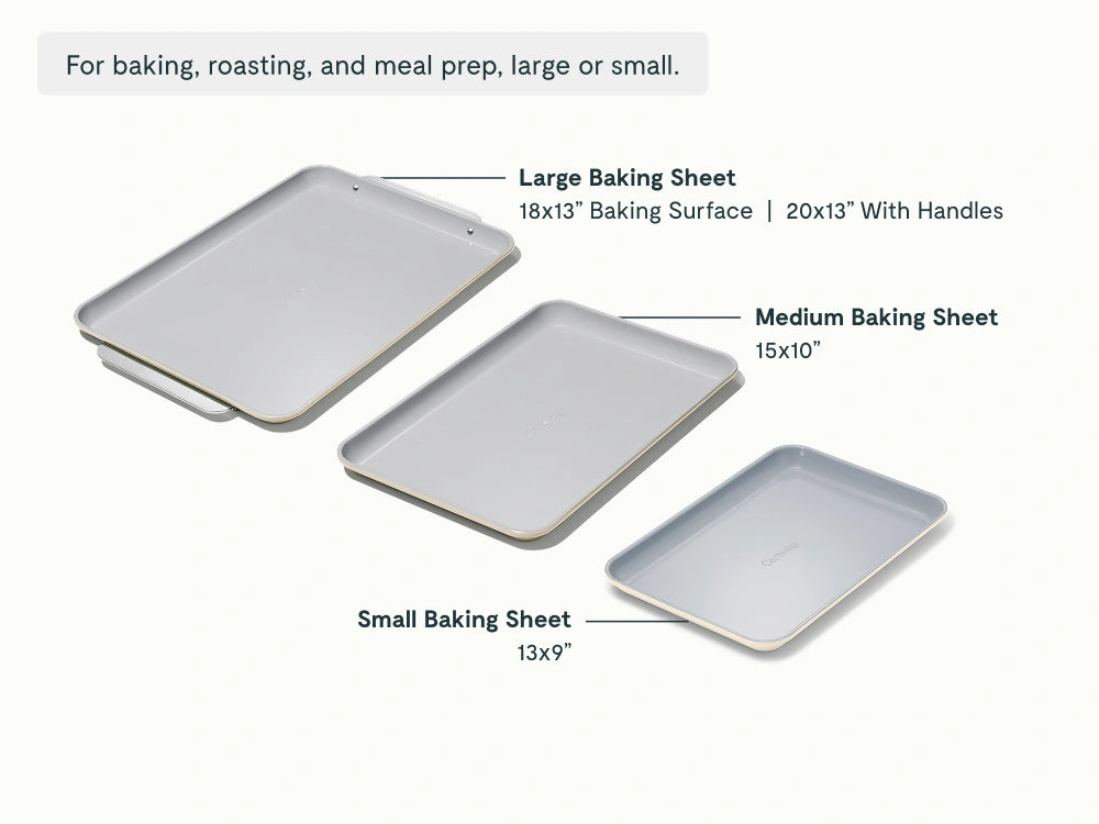 Baking Sheet Trio - 18x13", 15x10" &amp; 13x9” Non-Stick Ceramic Sheets - US 7020