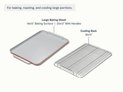 Baking &amp; Cooling Duo - 18x13” Non-Stick Ceramic Sheet With Steel Rack - US 9833