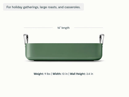 Roasting Pan - 16x13” Non-Stick Ceramic Pan With Rack - US 1338