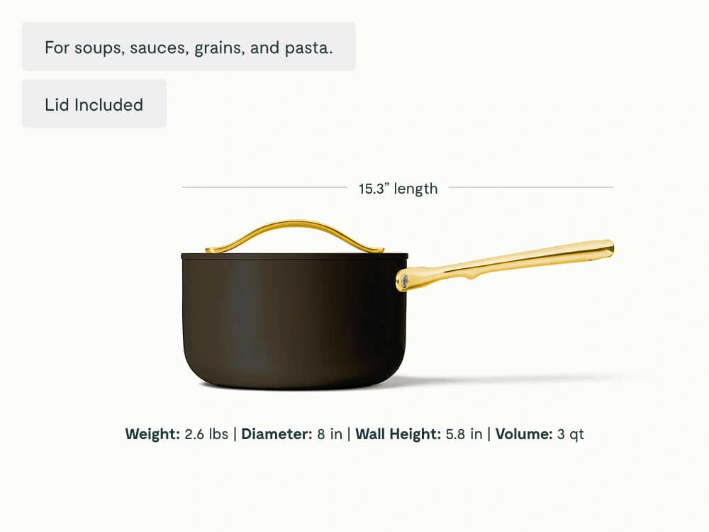 Sauce Pan - 3 qt Non-Stick Ceramic Sauce Pan With Lid - US 9468