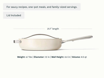 Sauté Pan - 4.5 qt Non-Stick Ceramic Pan With Lid - US 8421