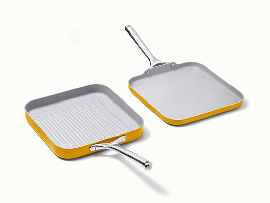Square Pan Duo - 11” Non-Stick Ceramic Grill &amp; Griddle Pans - US 6206