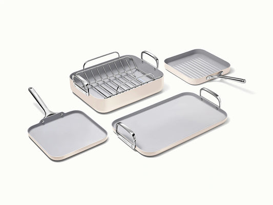 Squareware Set - 7-Piece Set of Ceramic-Coated Pans With Complimentary Storage - US 1498