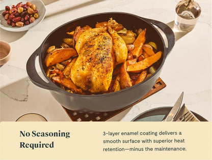 8.5 qt Enameled Cast Iron Oval Dutch Oven - Durable, Spacious Pot With Excellent Heat Retention - US 5378