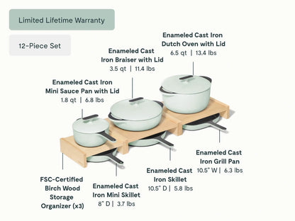 Enameled Cast Iron &amp; Minis Set - 12-Piece Set With Complimentary Storage - US 7264