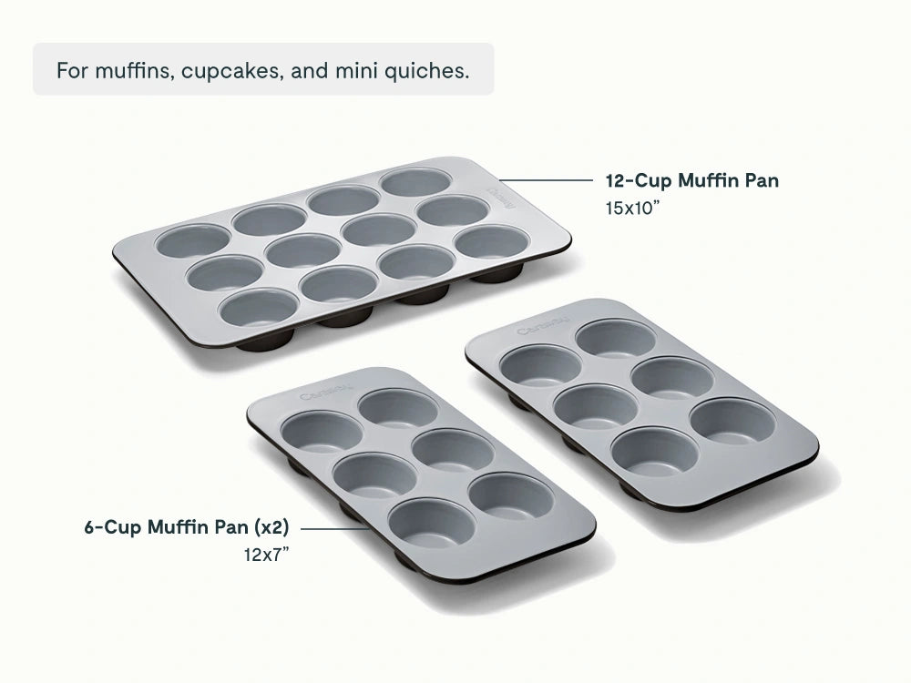 Muffin Pan Trio - 12-Cup &amp; 6-Cup Non-Stick Ceramic Muffin Pans - US 9720