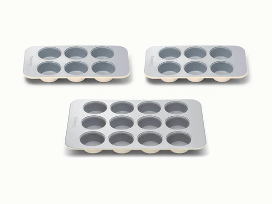 Muffin Pan Trio - 12-Cup &amp; 6-Cup Non-Stick Ceramic Muffin Pans - US 5805