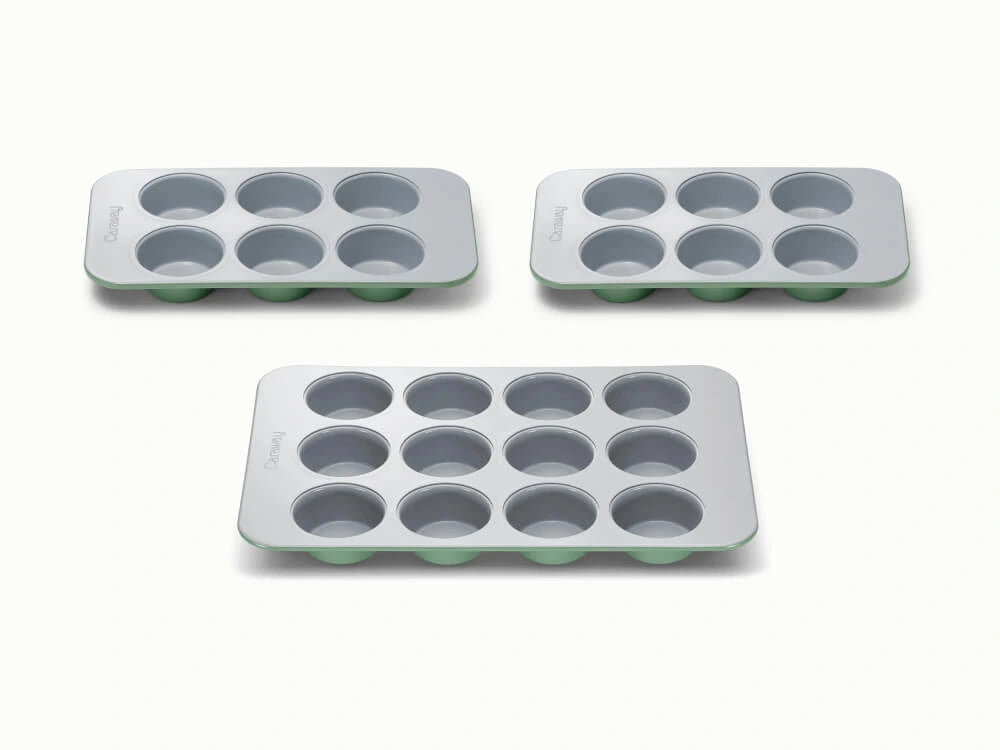Muffin Pan Trio - 12-Cup &amp; 6-Cup Non-Stick Ceramic Muffin Pans - US 8602