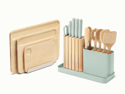 Prep &amp; Boards Set - A one-stop-shop 18-piece cutting board, knife, &amp; utensil set. - US 8378