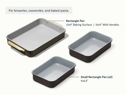 Rectangle Pan Trio - 13x9" &amp; 9x6.5" Non-Stick Ceramic Baking Pans - US 2408