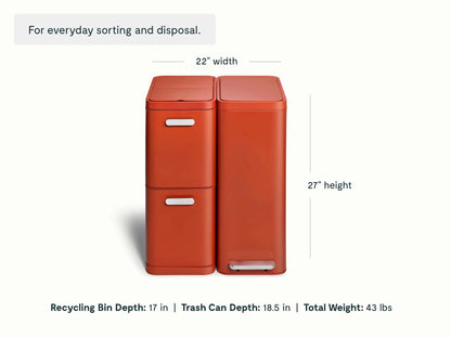 Trash &amp; Recycling Duo (Slim) - A Cohesive System for Clean Sorting &amp; Disposal - US 1511