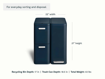 Trash &amp; Recycling Duo (Slim) - A Cohesive System for Clean Sorting &amp; Disposal - US 4990